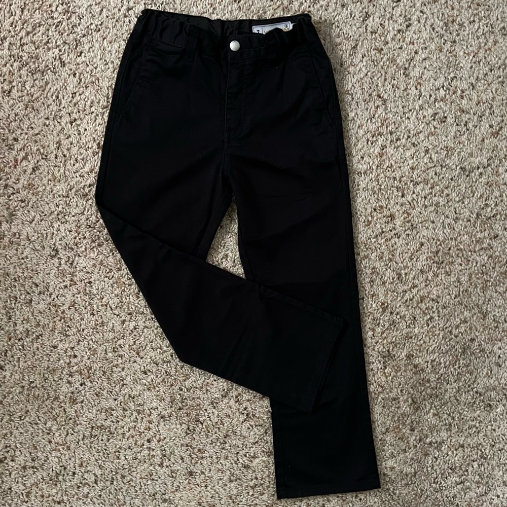 Volcom Boys Black Chino Pants 7 Adjustable Waist Stretch Fit